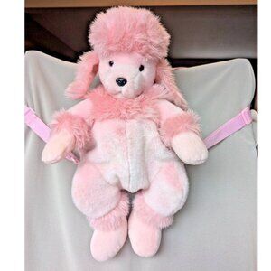 Russ Pink Poodle Plush Backpack Dog Zippered Adjustable Stuffed Bag Purse